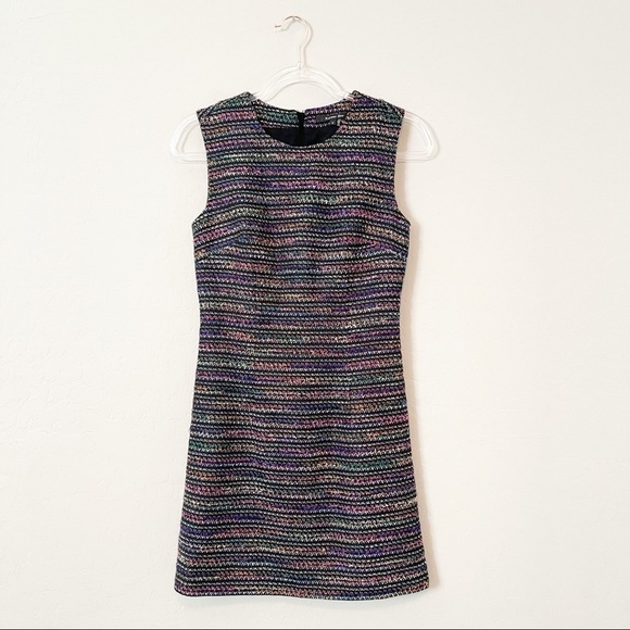 Rachel Roy Women's Tweed Mini Sheath Dress Rainbow Colorful Sleeveless 2 - Picture 1 of 6